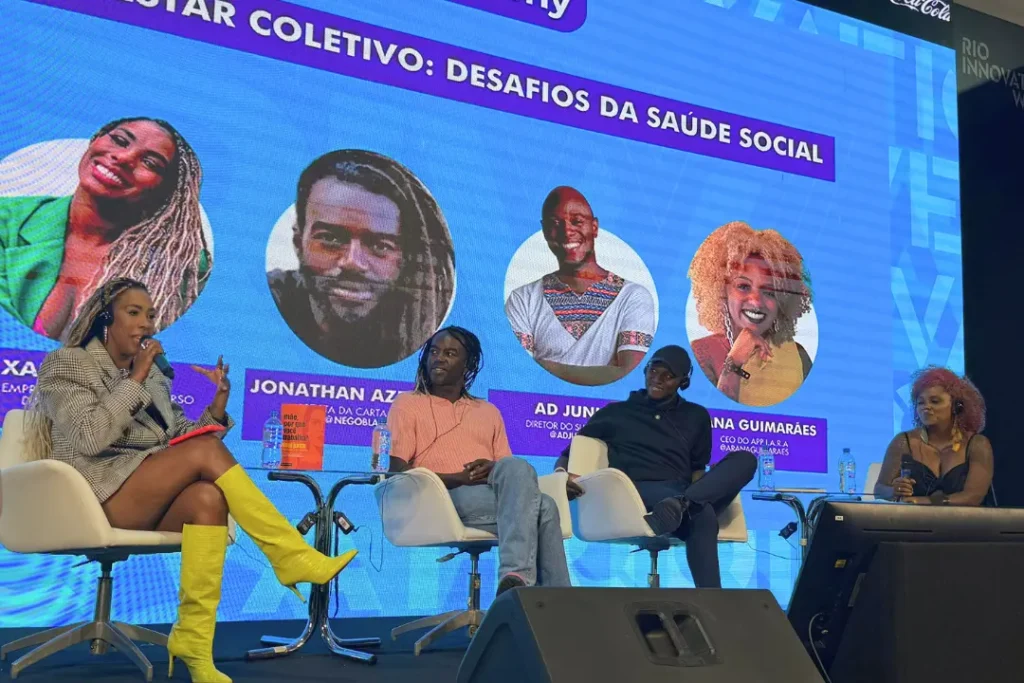 Participantes discutem saúde social e bem-estar coletivo no painel do Rio Innovation Week 2025.