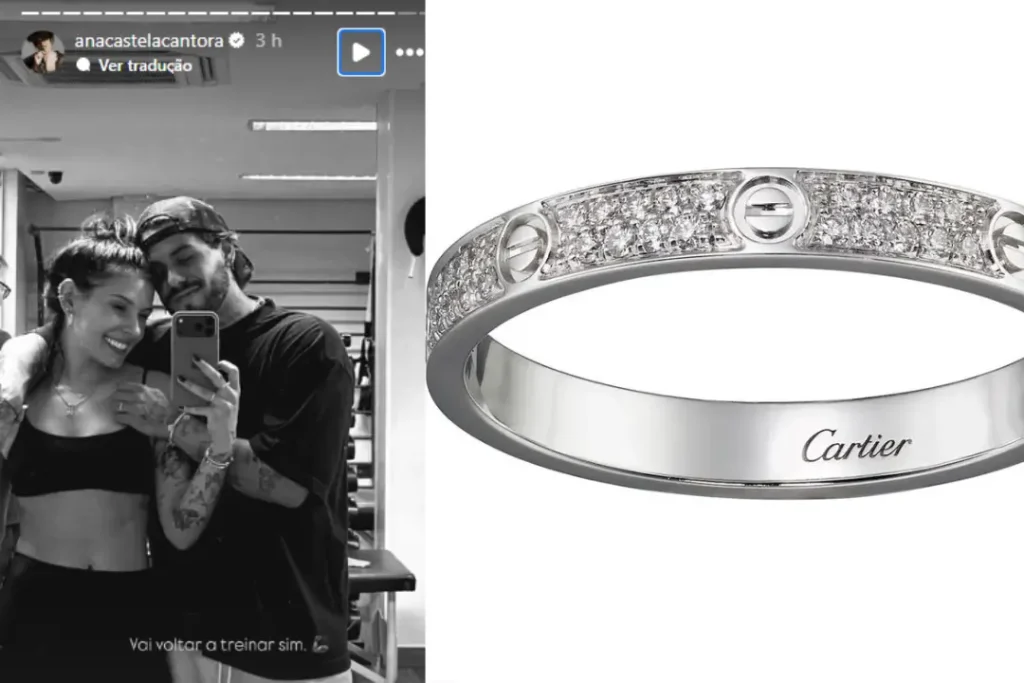 Ana Castela publica foto com Zé Felipe e exibe anel de compromisso avaliado em R$75 mil cada | Foto: Reprodução/Instagram Ana Castela/Cartier